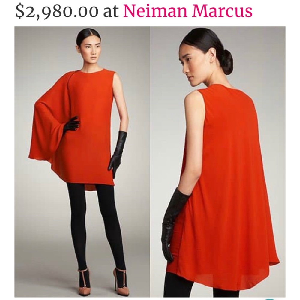 Lanvin one shoulder cape dress
